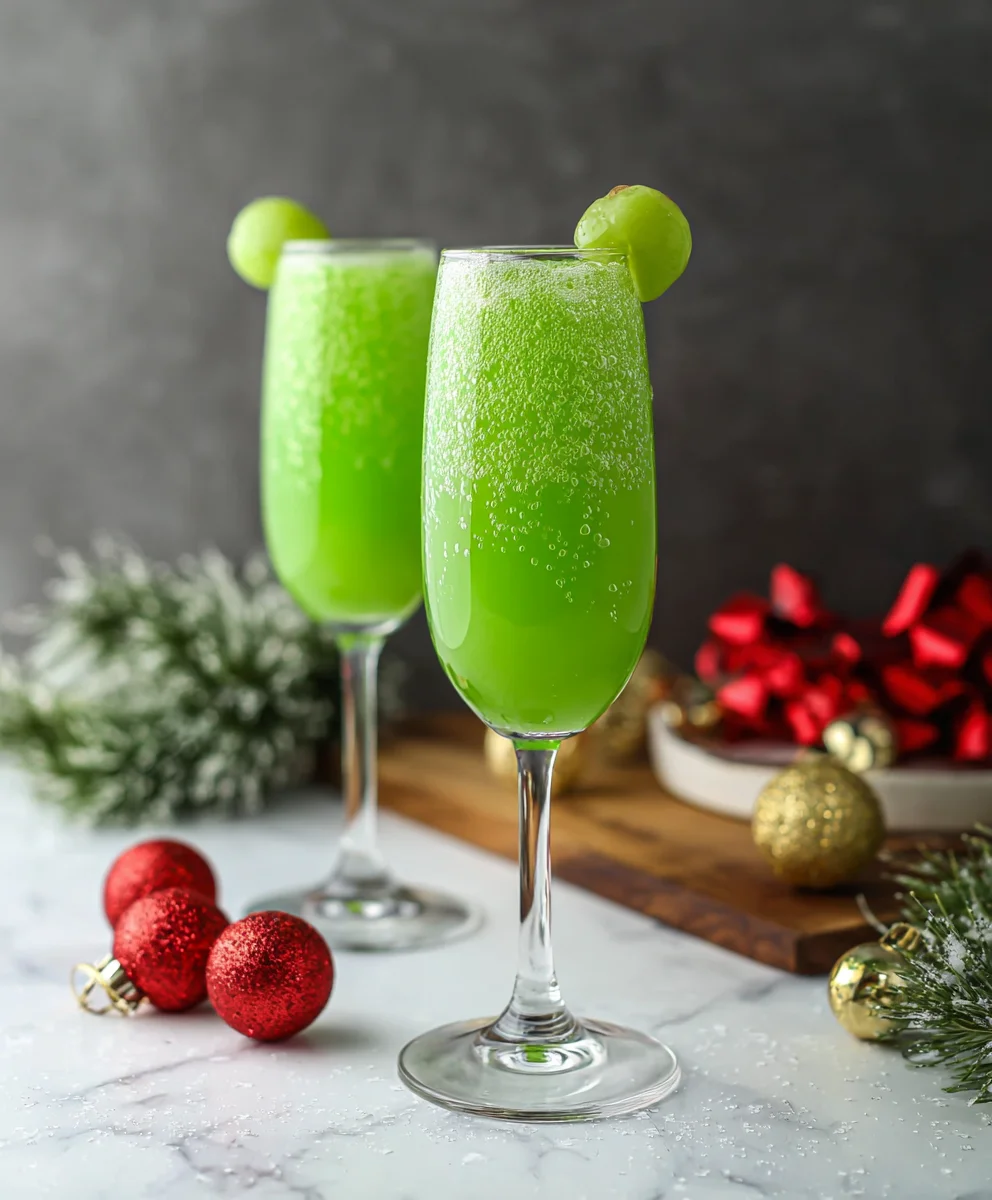 Festive Grinch Mimosa- Whimsical Drink Recipe