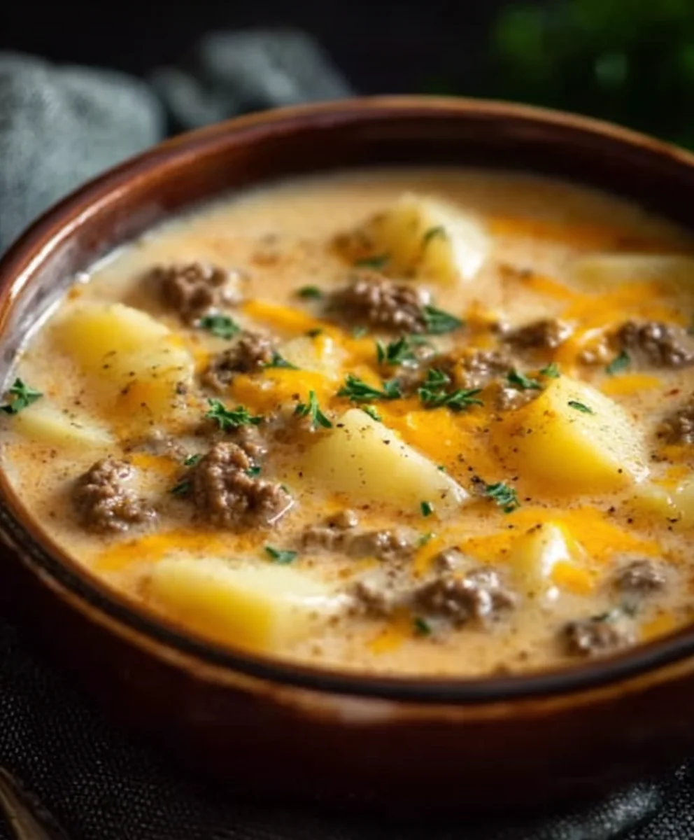Cheesy Beef Beef Hamburger Potato Soup Recipe