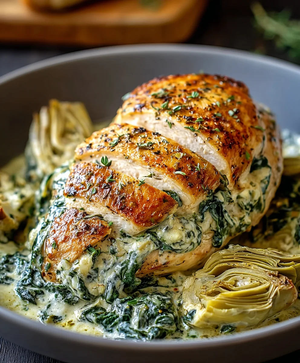 Spinach Artichoke Chicken Bake-Easy One Pan