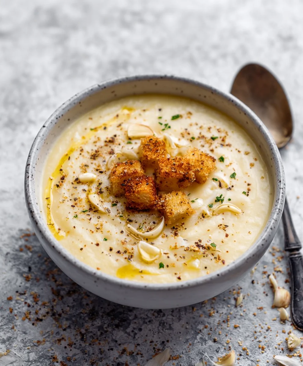 Vegan Creamy Roasted Garlic Potato Soup