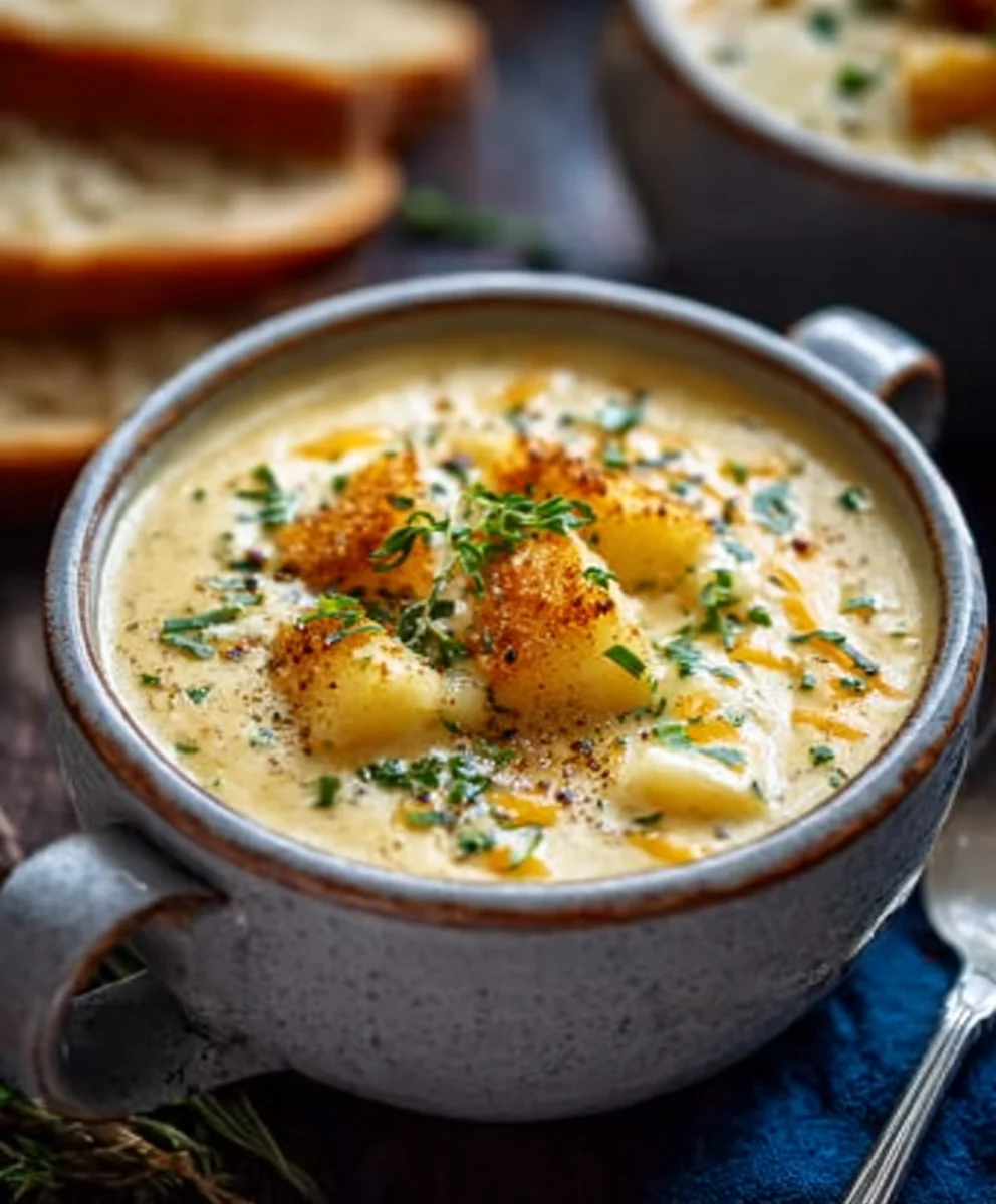 Hearty Cheddar Garlic Herb Potato Soup - Easy Comfort Food