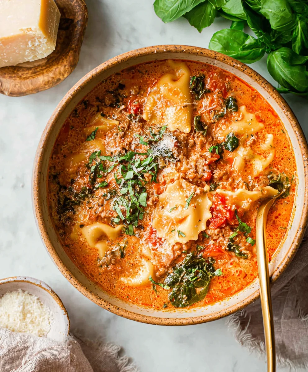 Easy Creamy Beef Lasagna Soup Recipe