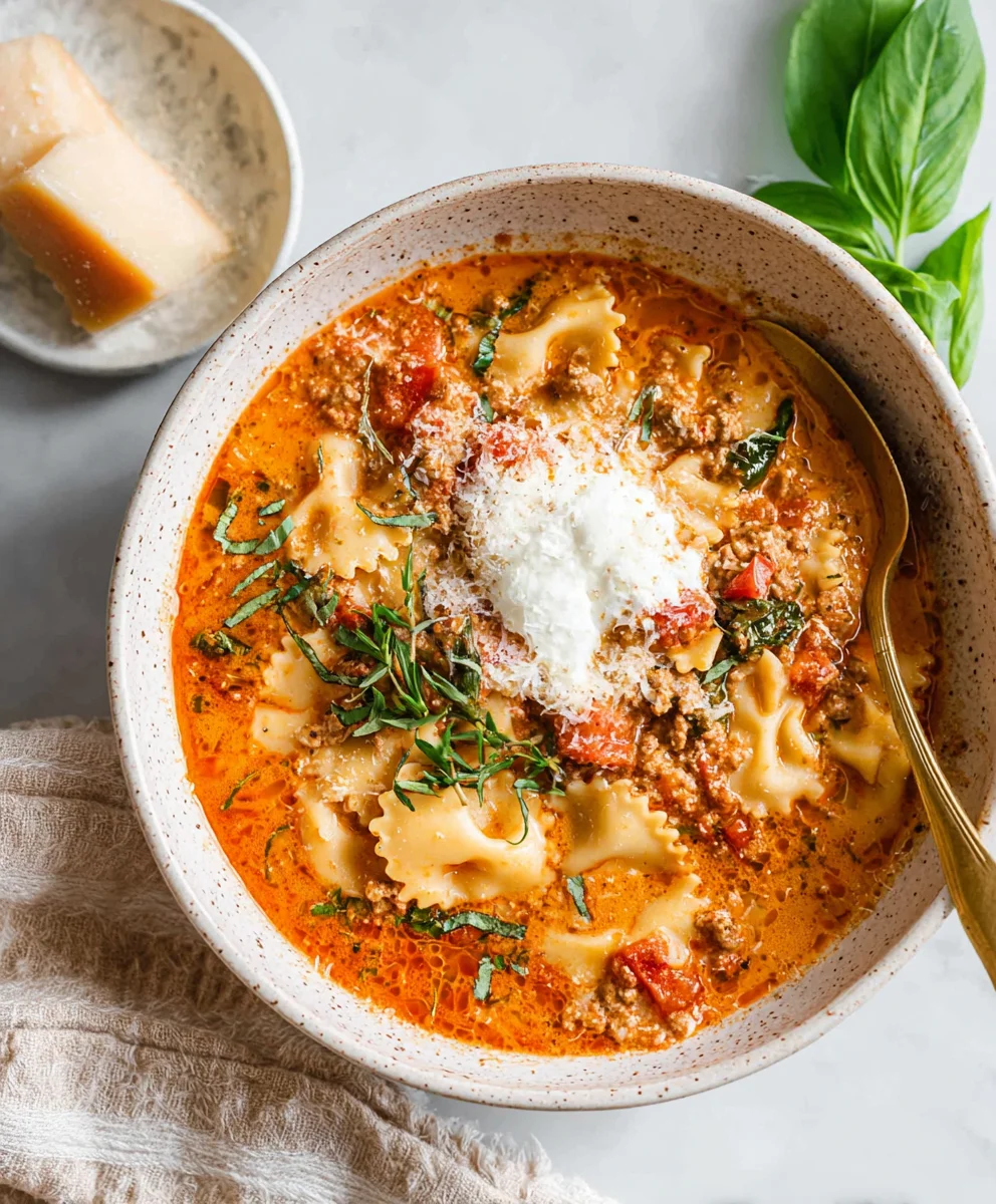 Easy Creamy Beef Lasagna Soup Recipe