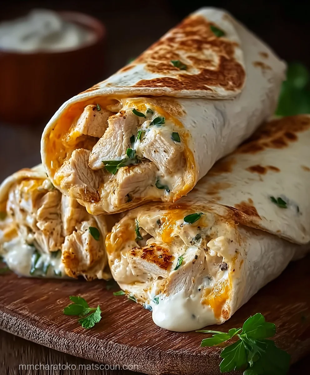 Cheesy Chicken Garlic Wraps- Easy Dinner Recipe