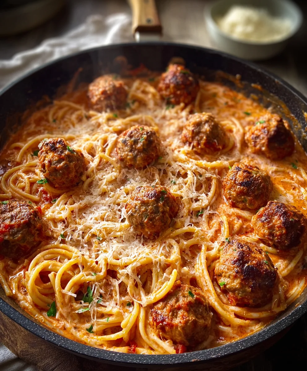 Creamy Beef Meatball Spaghetti Recipe-Easy Dinner