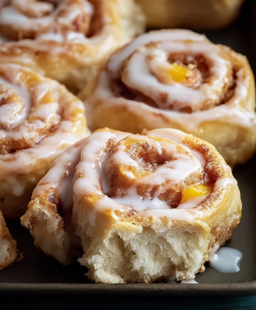 Peach Cobbler Cinnamon Rolls- Sweet Dessert Treat