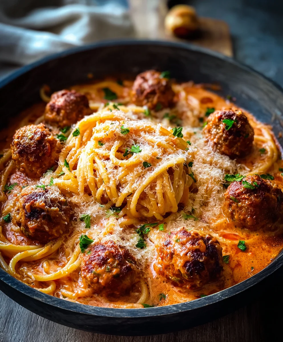 Creamy Beef Meatball Spaghetti Recipe-Easy Dinner