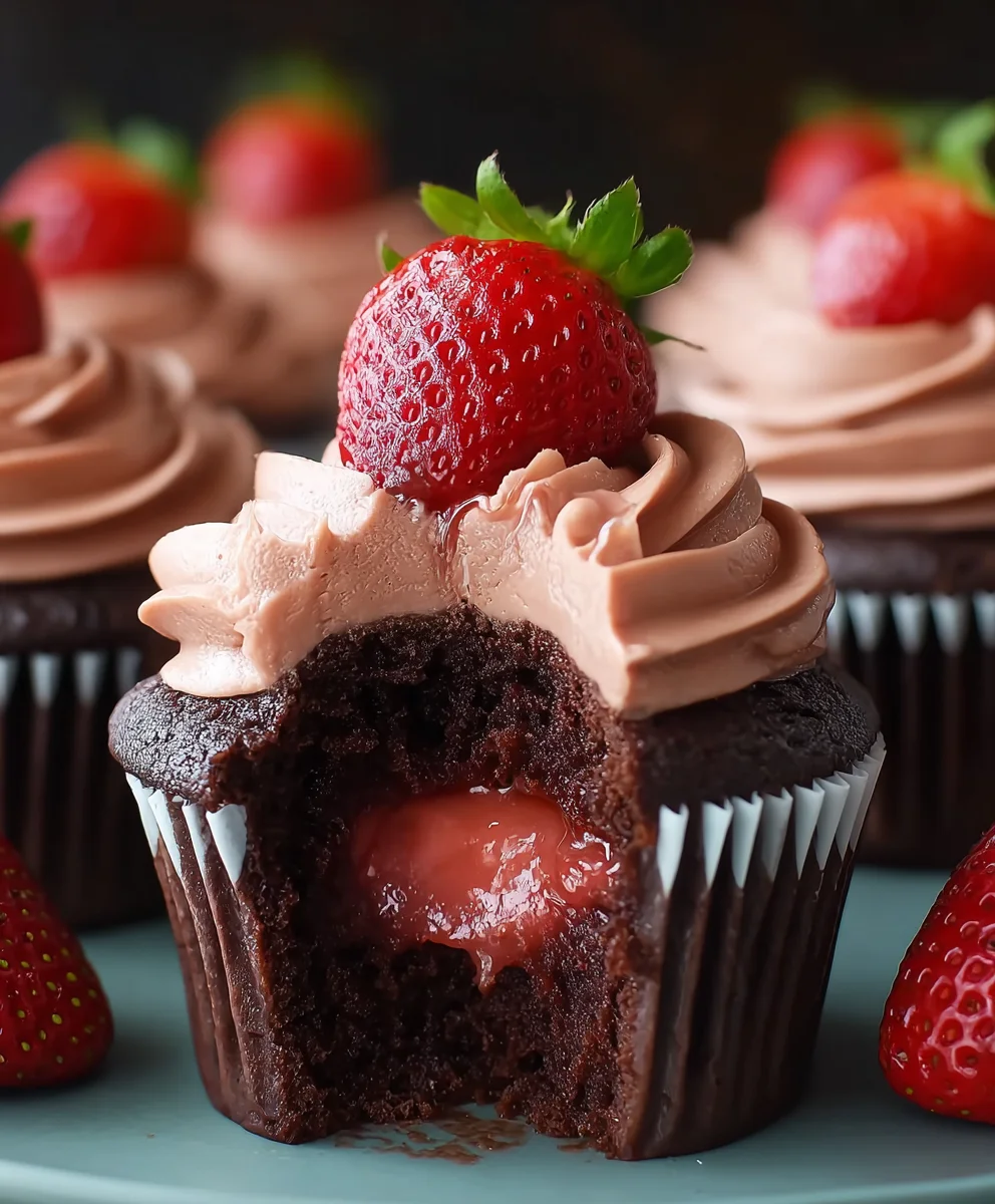 Decadent Chocolate Strawberry Cupcakes-Easy Dessert Recipe