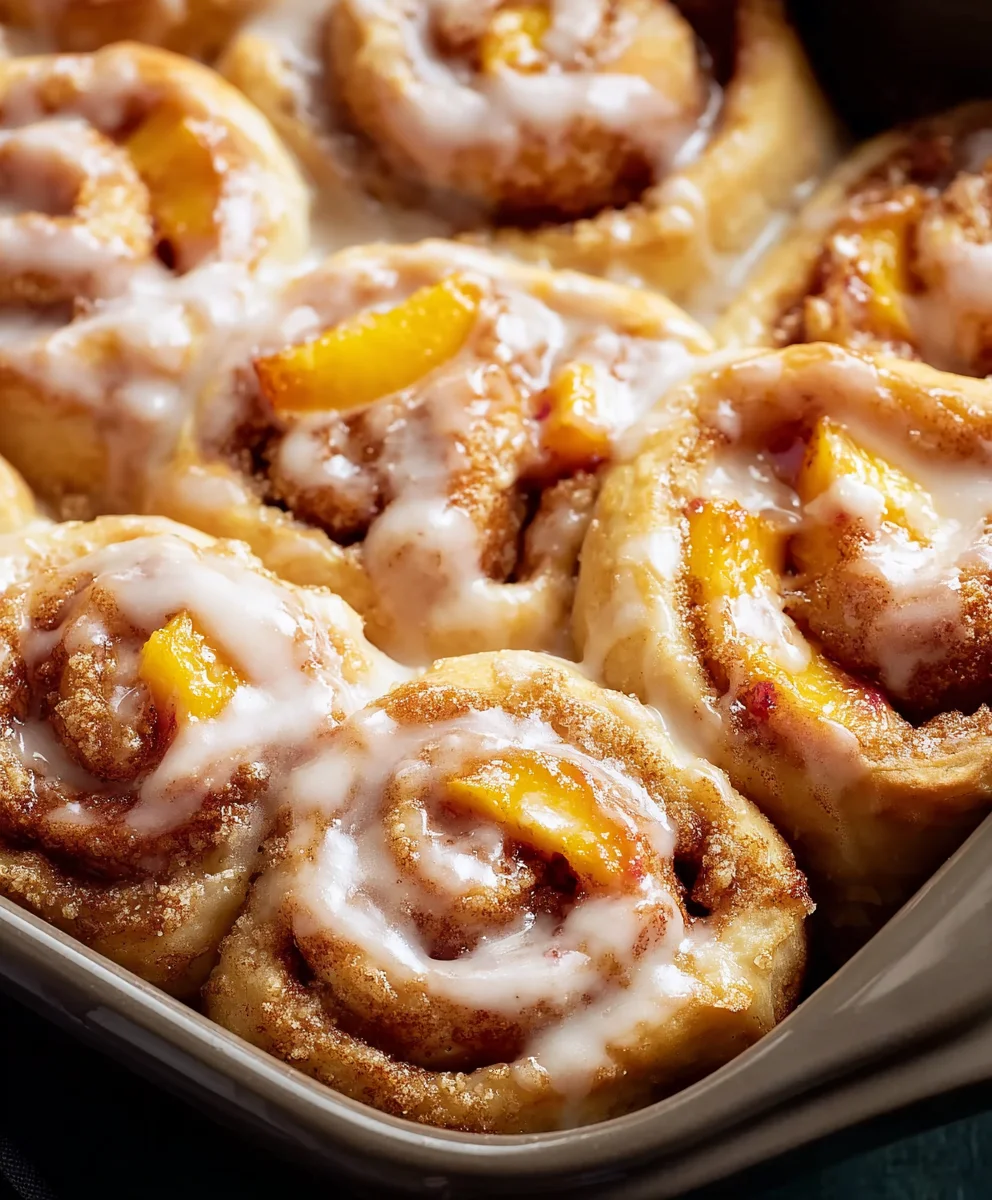 Peach Cobbler Cinnamon Rolls- Sweet Dessert Treat
