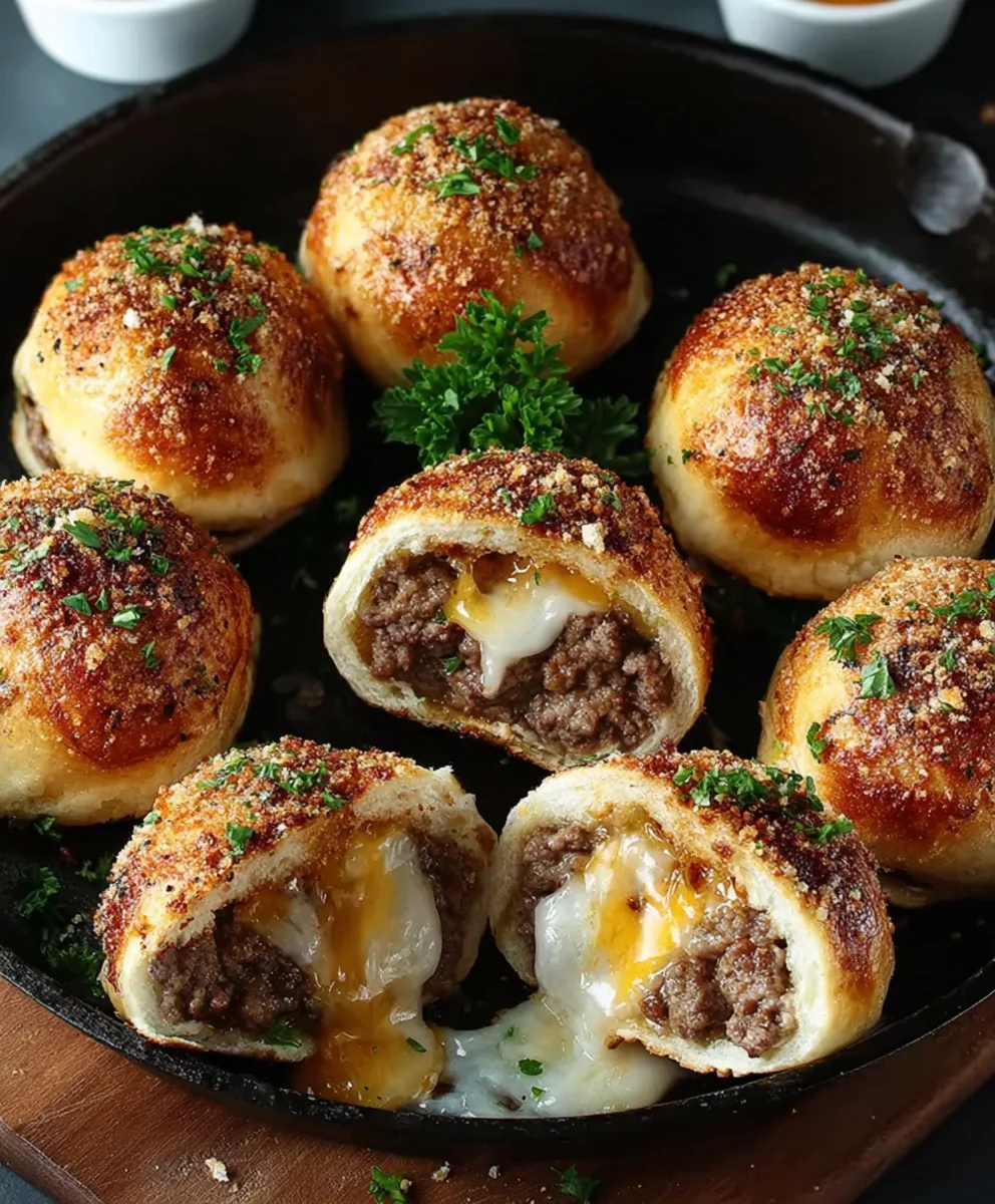 Garlic Parmesan Cheeseburger Bombs Irresistible Bites