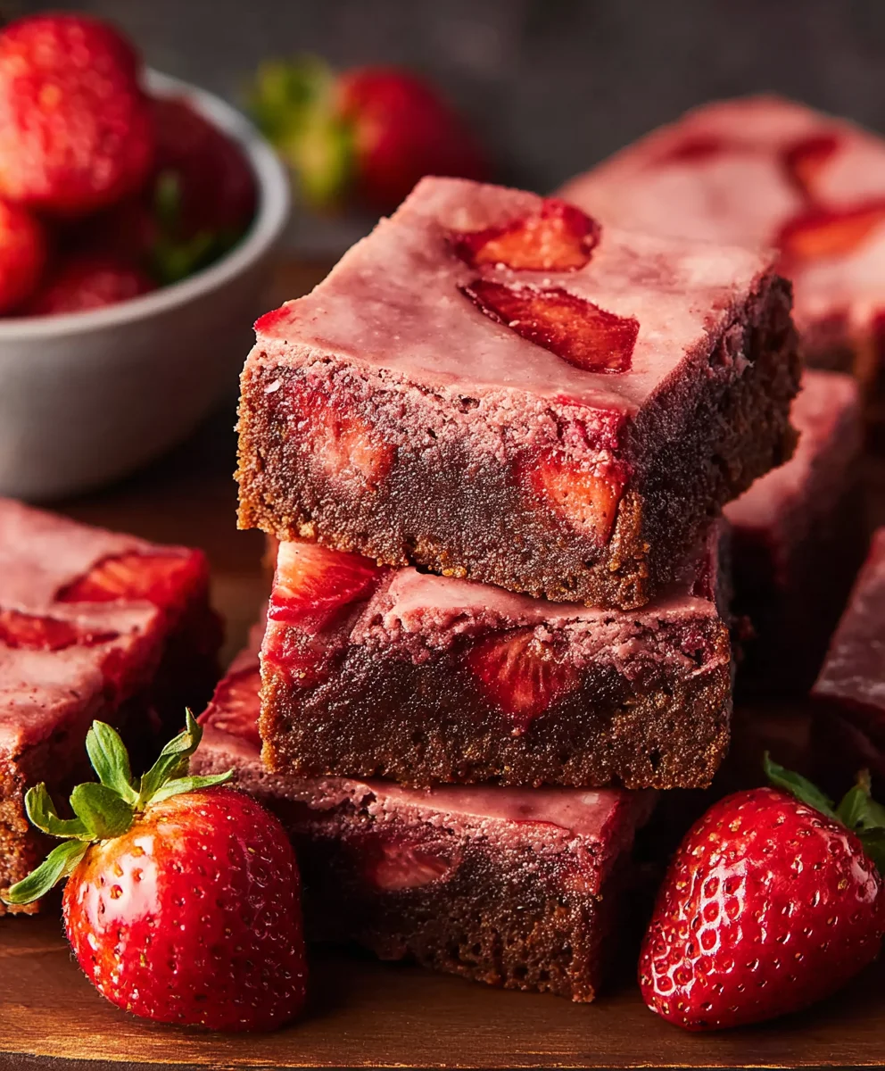 Delicious Strawberry Brownies - Easy Fudgy Dessert