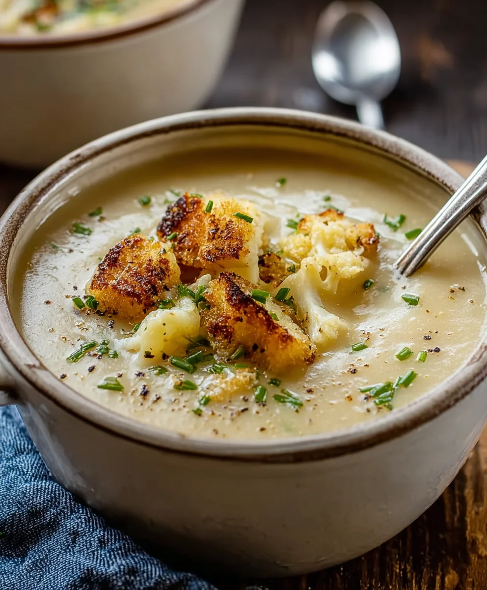Creamy Roasted Garlic Cauliflower Soup Recipe