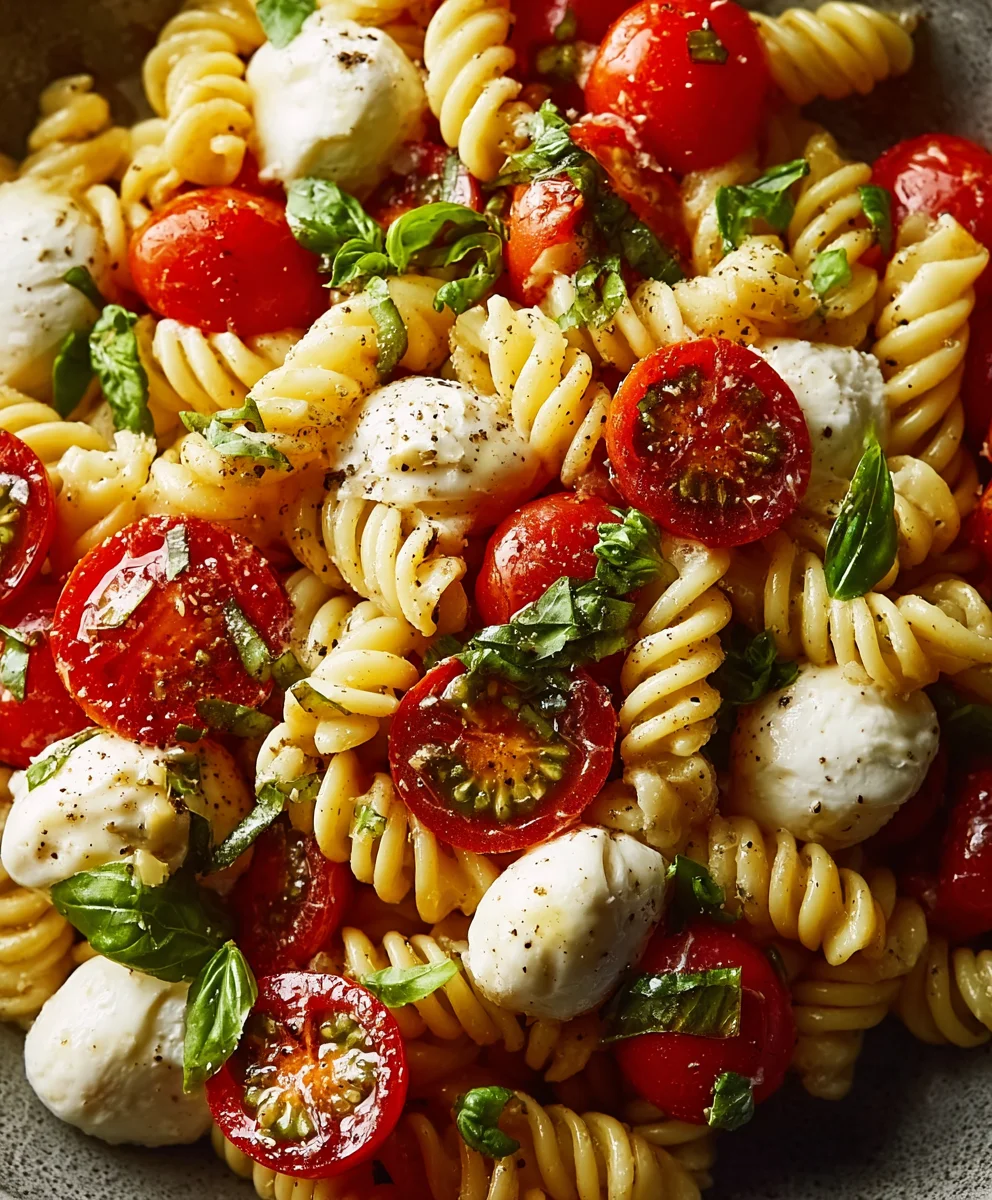 Creamy Caprese Pasta Salad- Fresh Summer Favorite