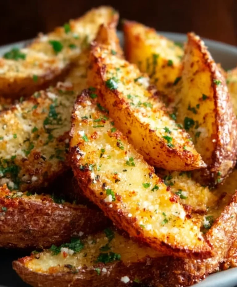 Crispy Baked Garlic Parmesan Potato Wedges Recipe