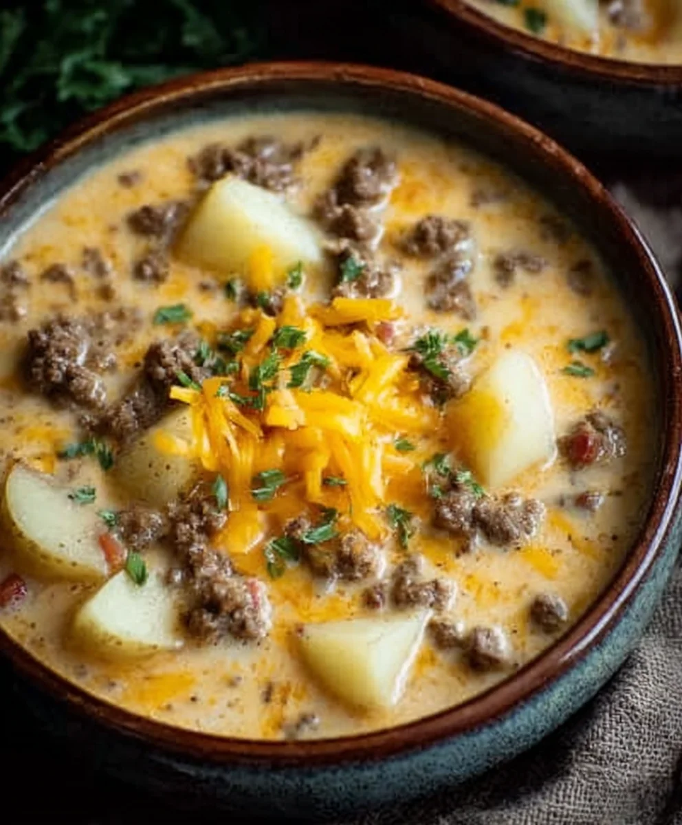 Cheesy Beef Beef Hamburger Potato Soup Recipe