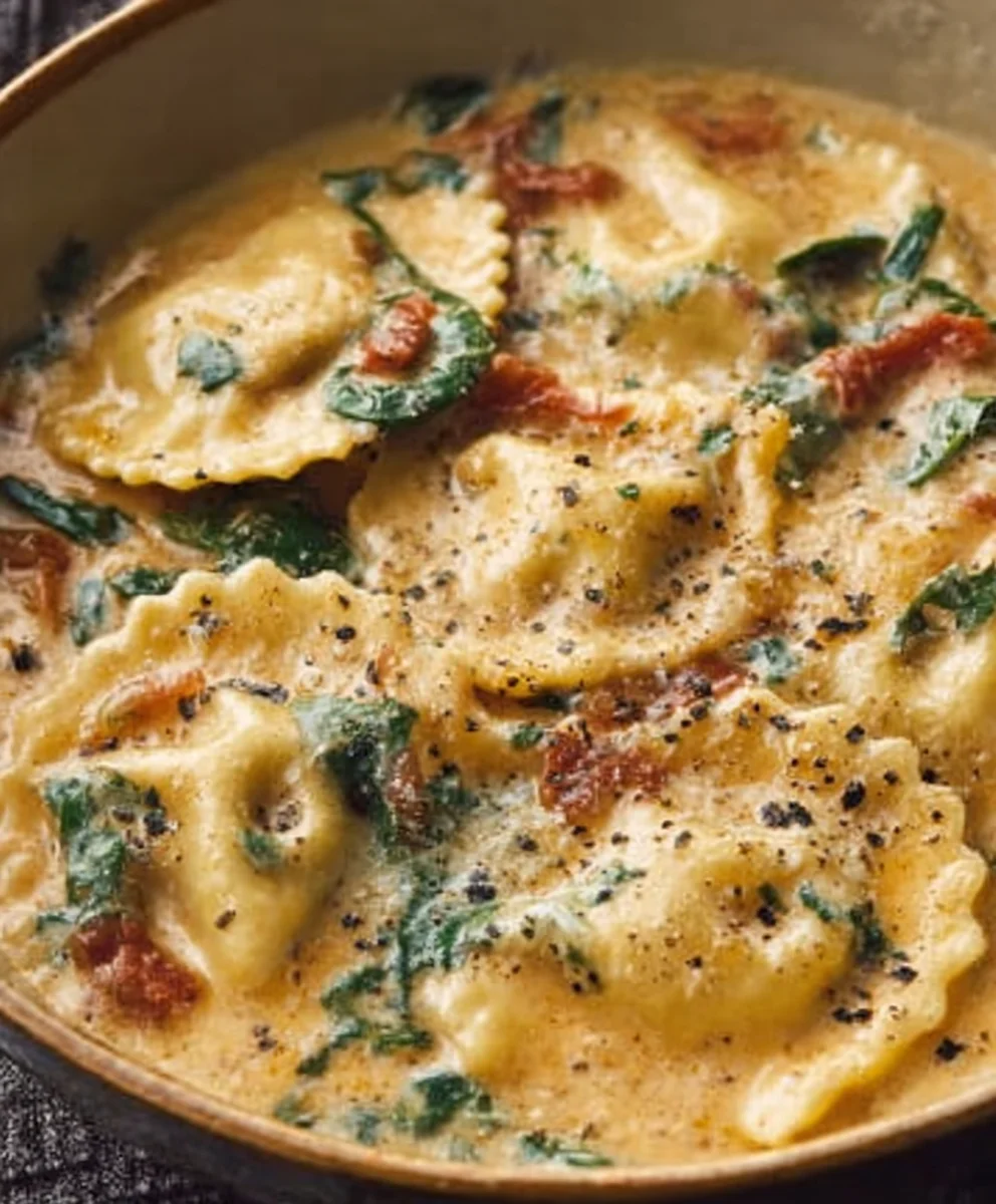 Creamy Tuscan Beef Ravioli Soup - Easy Comfort Meal