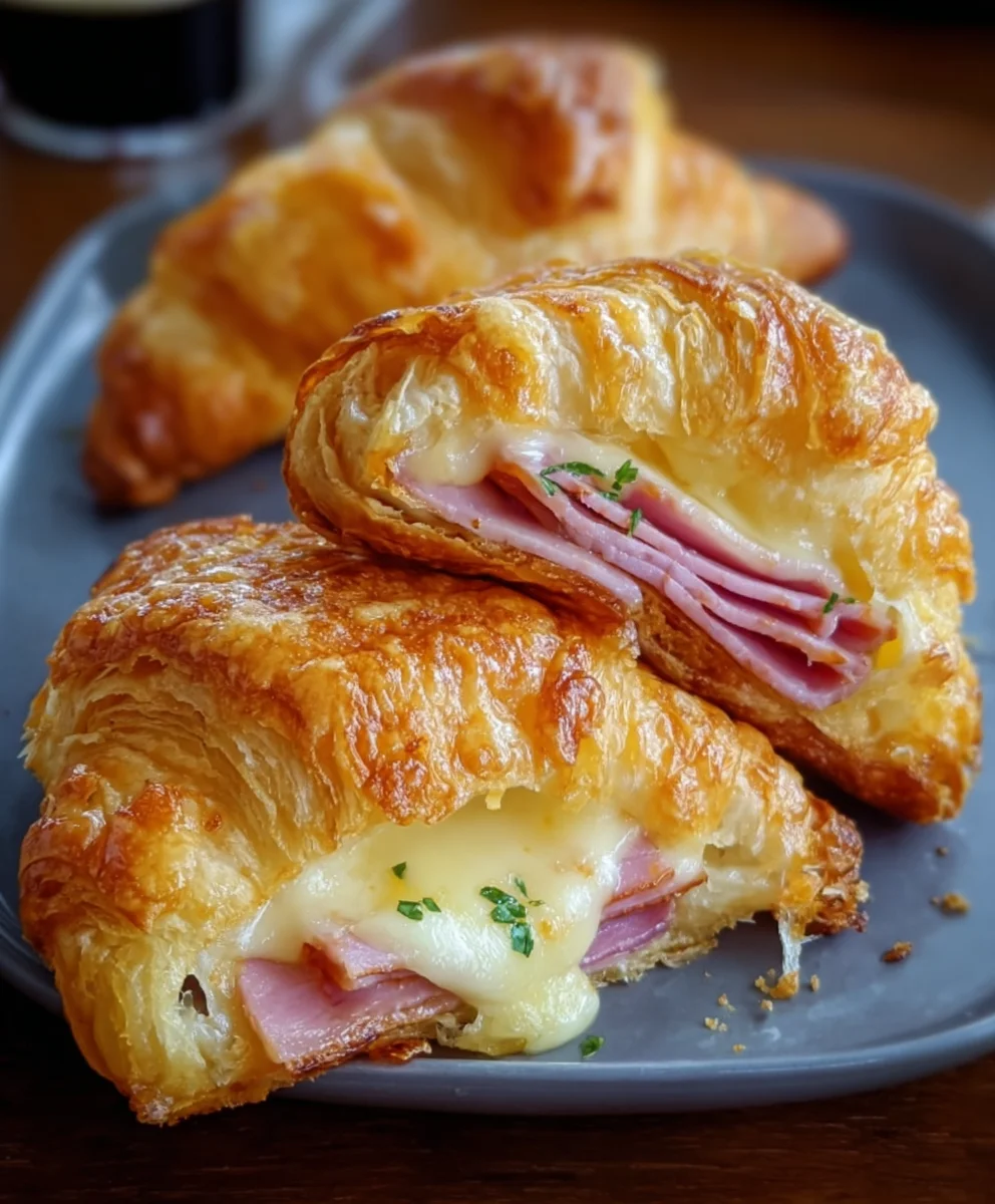 Baked Beef Beef Ham Cheese Croissants Delicious Recipe
