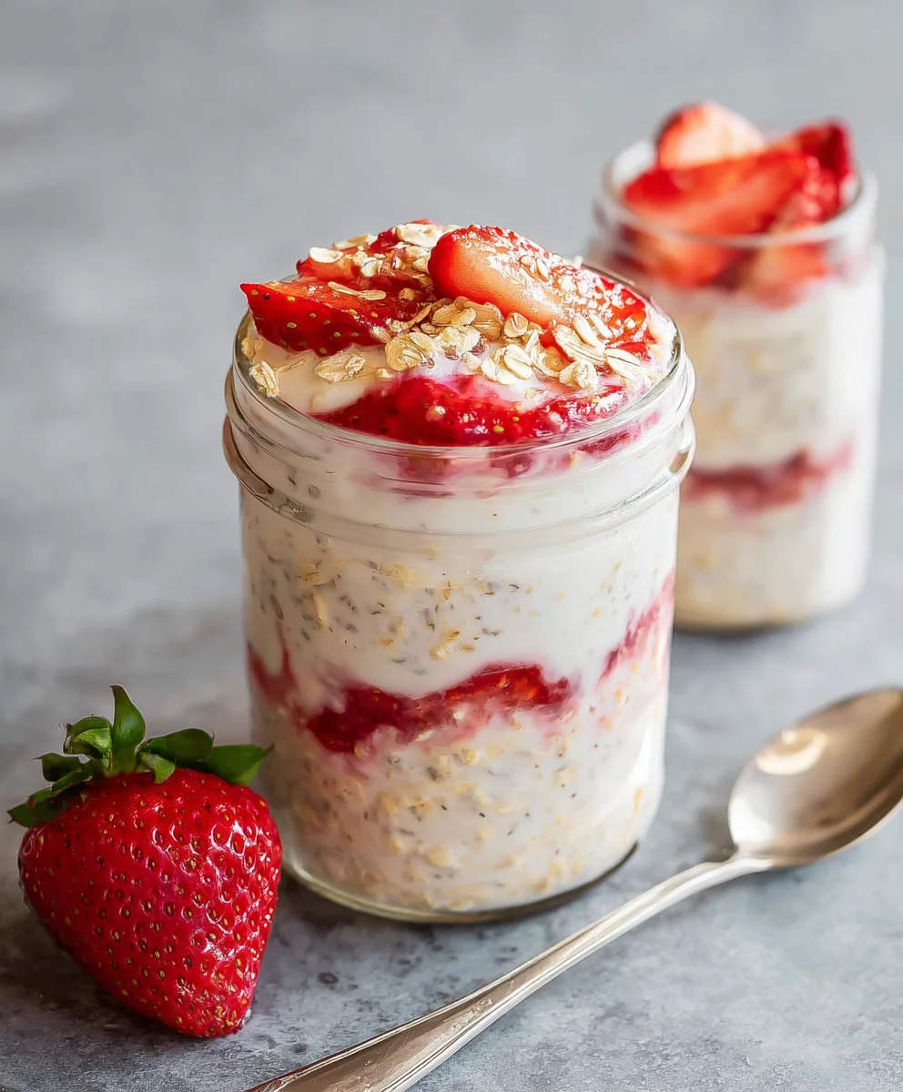 Strawberry Cheesecake Overnight Oats Recipe-Easy Breakfast