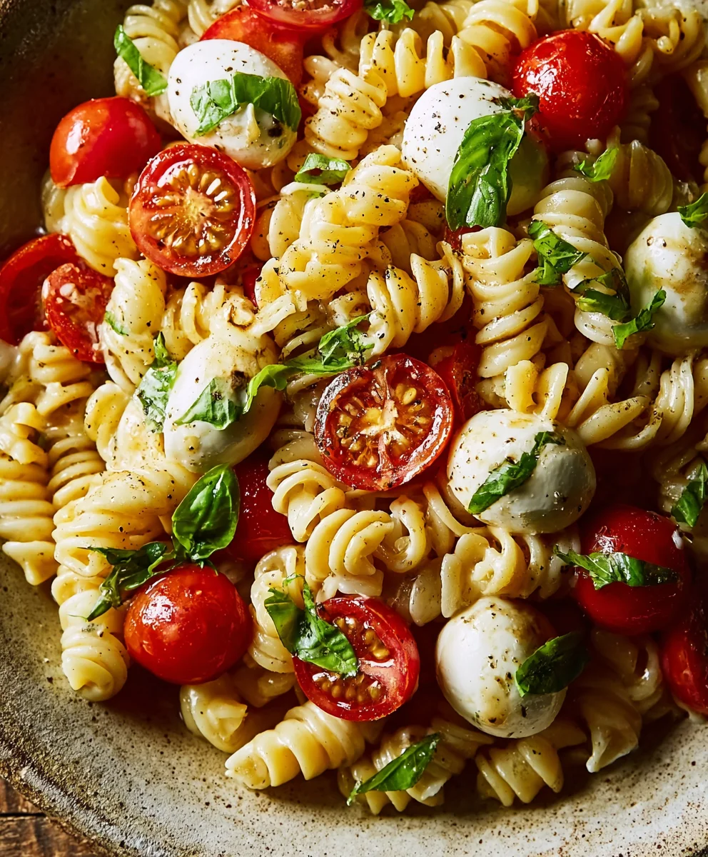 Creamy Caprese Pasta Salad- Fresh Summer Favorite