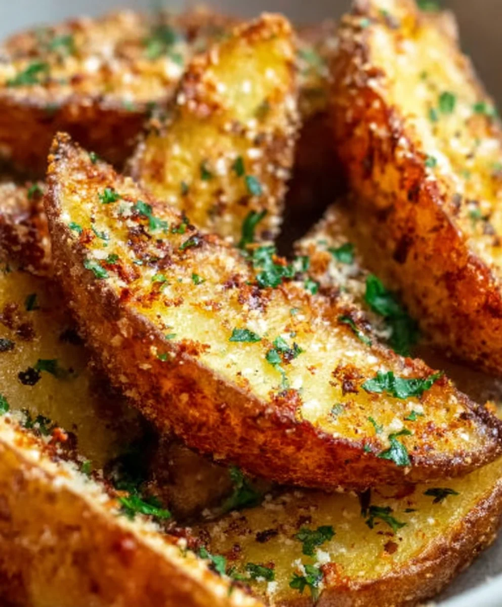 Crispy Baked Garlic Parmesan Potato Wedges Recipe