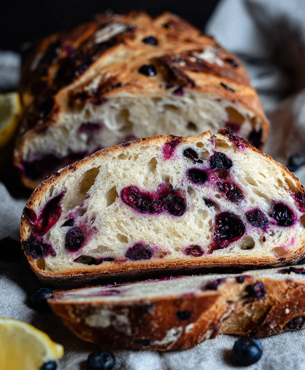 Lemon Blueberry Sourdough Bread-Easy Recipe