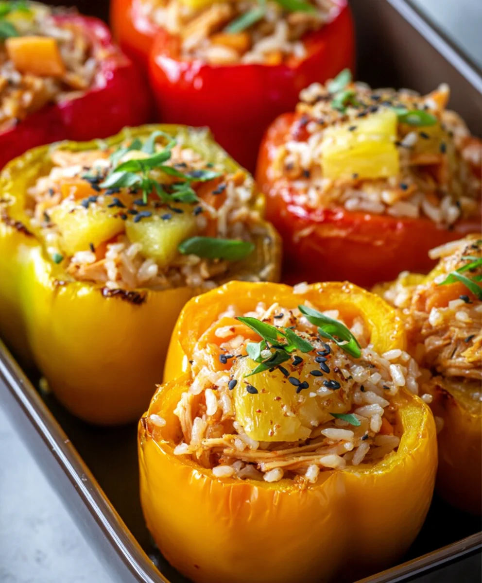 Teriyaki Pineapple Chicken Stuffed Peppers - Easy Dinner