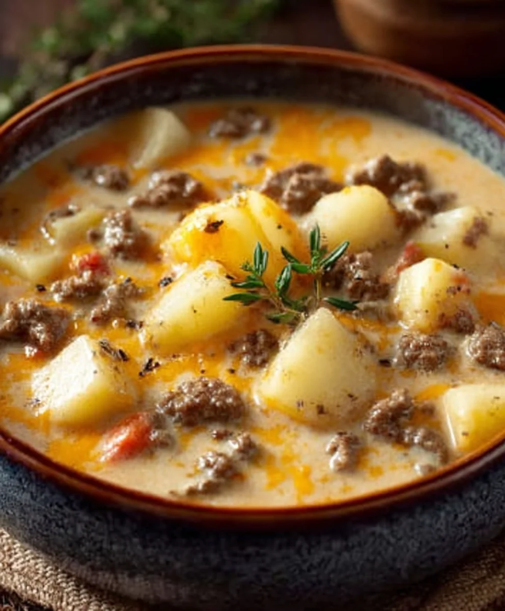Cheesy Beef Beef Hamburger Potato Soup Recipe