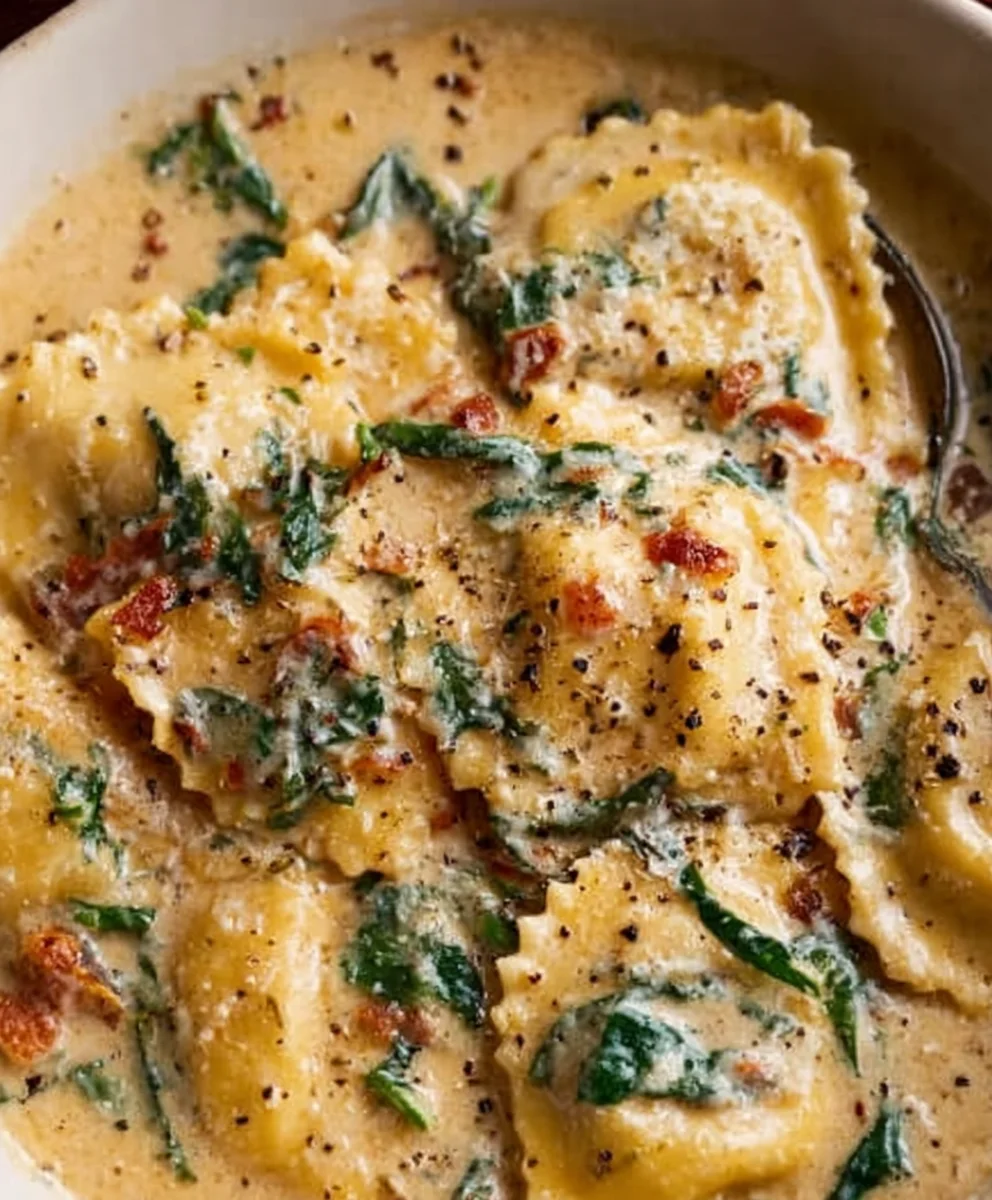 Creamy Tuscan Beef Ravioli Soup - Easy Comfort Meal