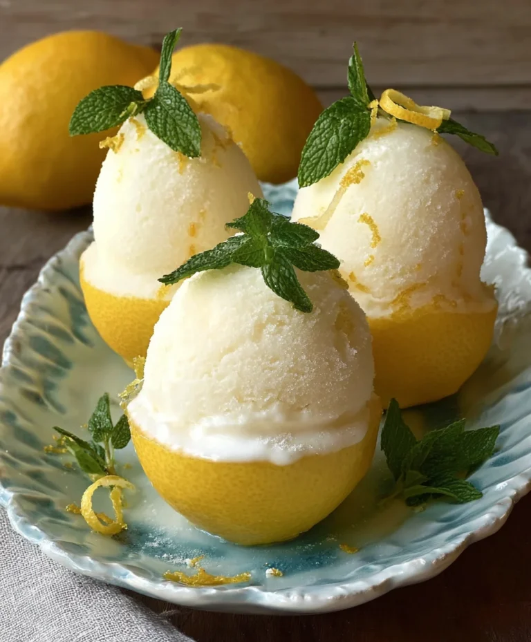 Lemon Sorbet Frozen Shell- Refreshing Dessert