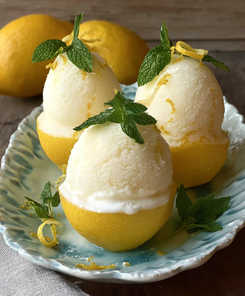 Lemon Sorbet Frozen Shell- Refreshing Dessert