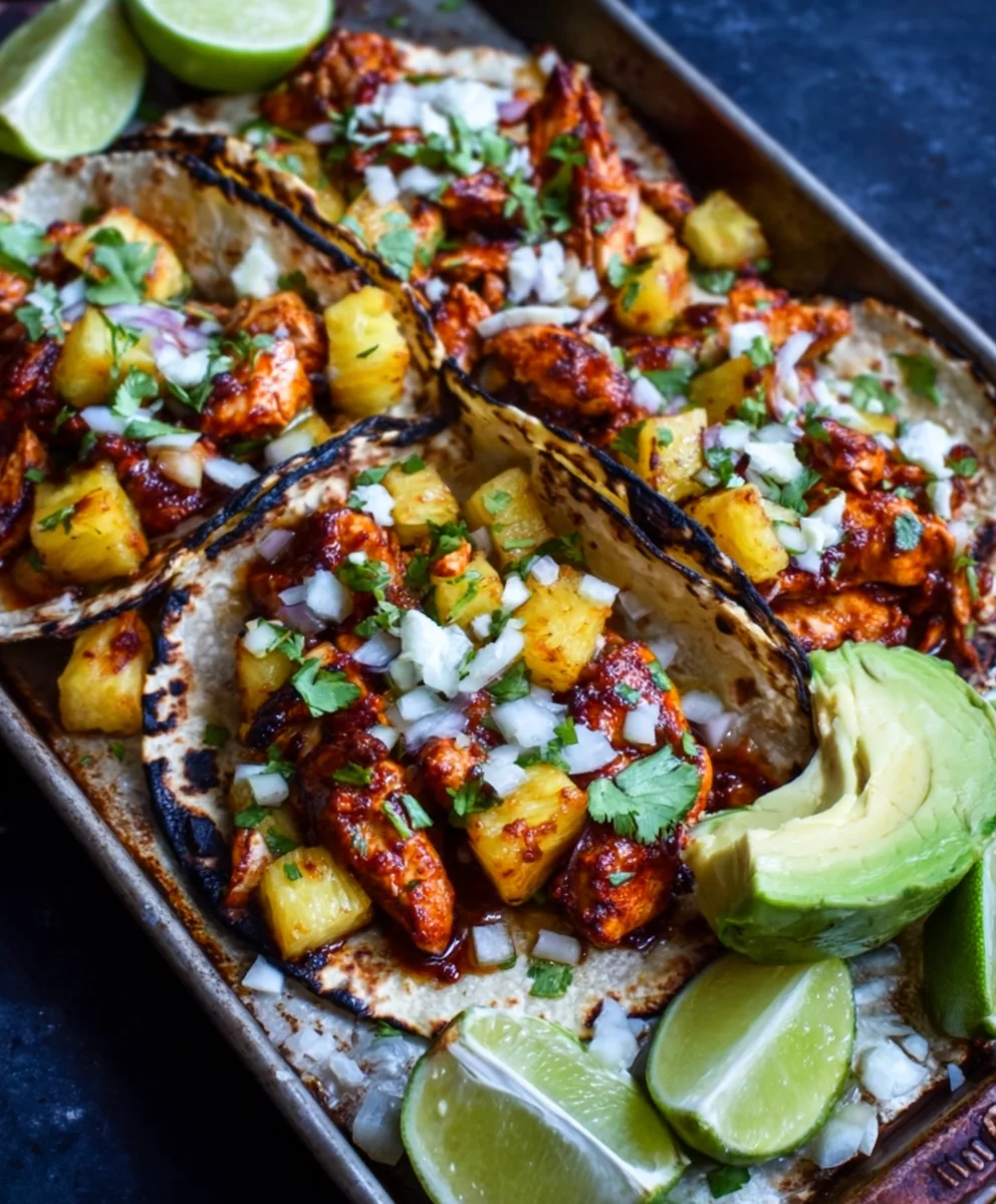 Easy One Pan Chicken Pineapple Tacos Recipe