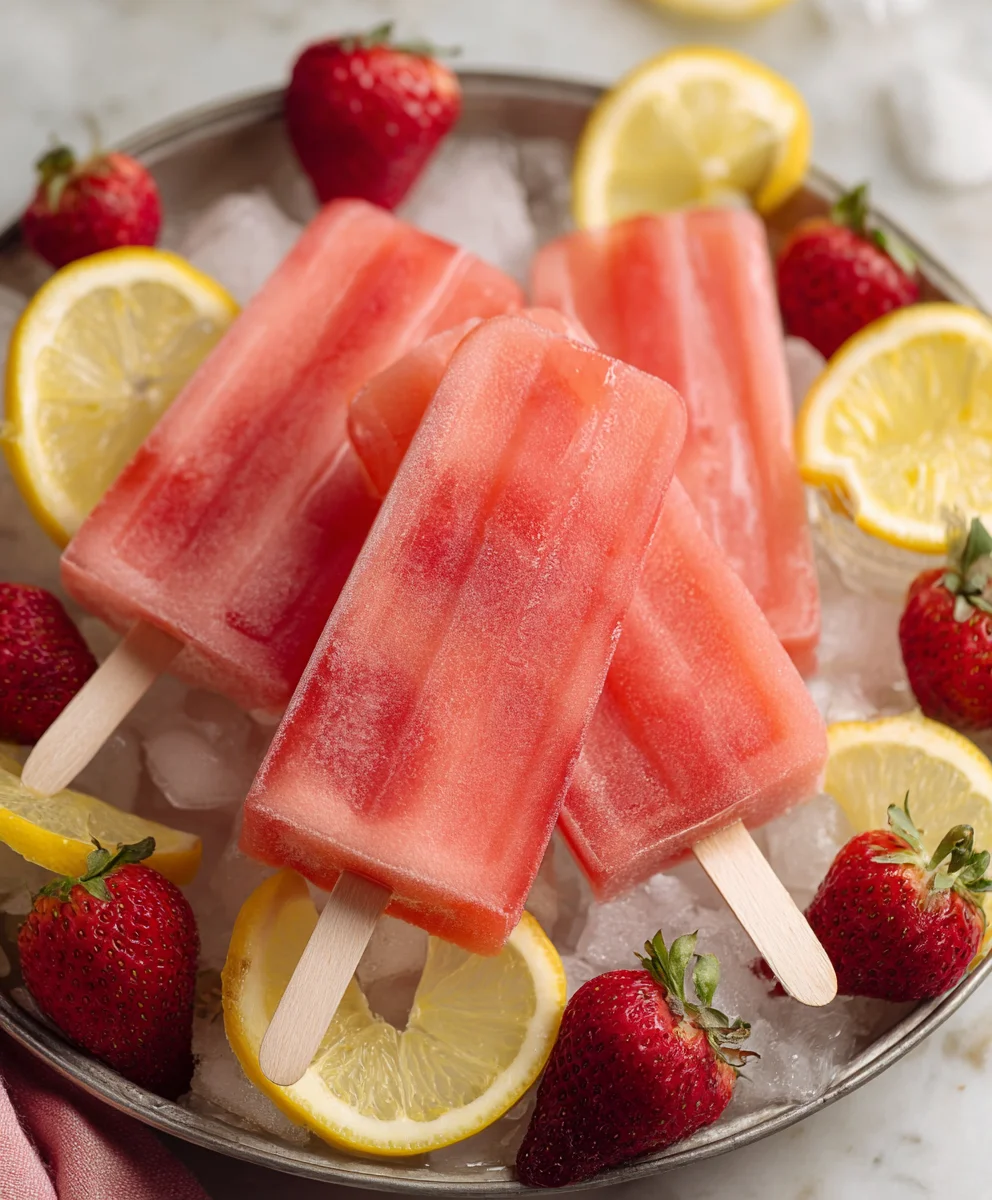 Easy Strawberry Lemonade Popsicles-Sweet & Tangy Treat