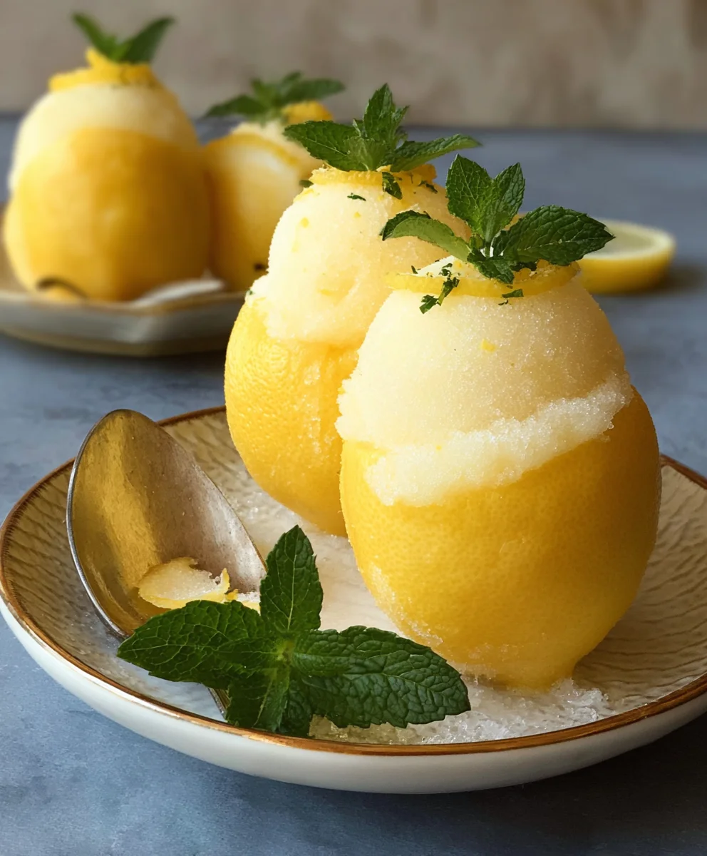 Lemon Sorbet Frozen Shell- Refreshing Dessert