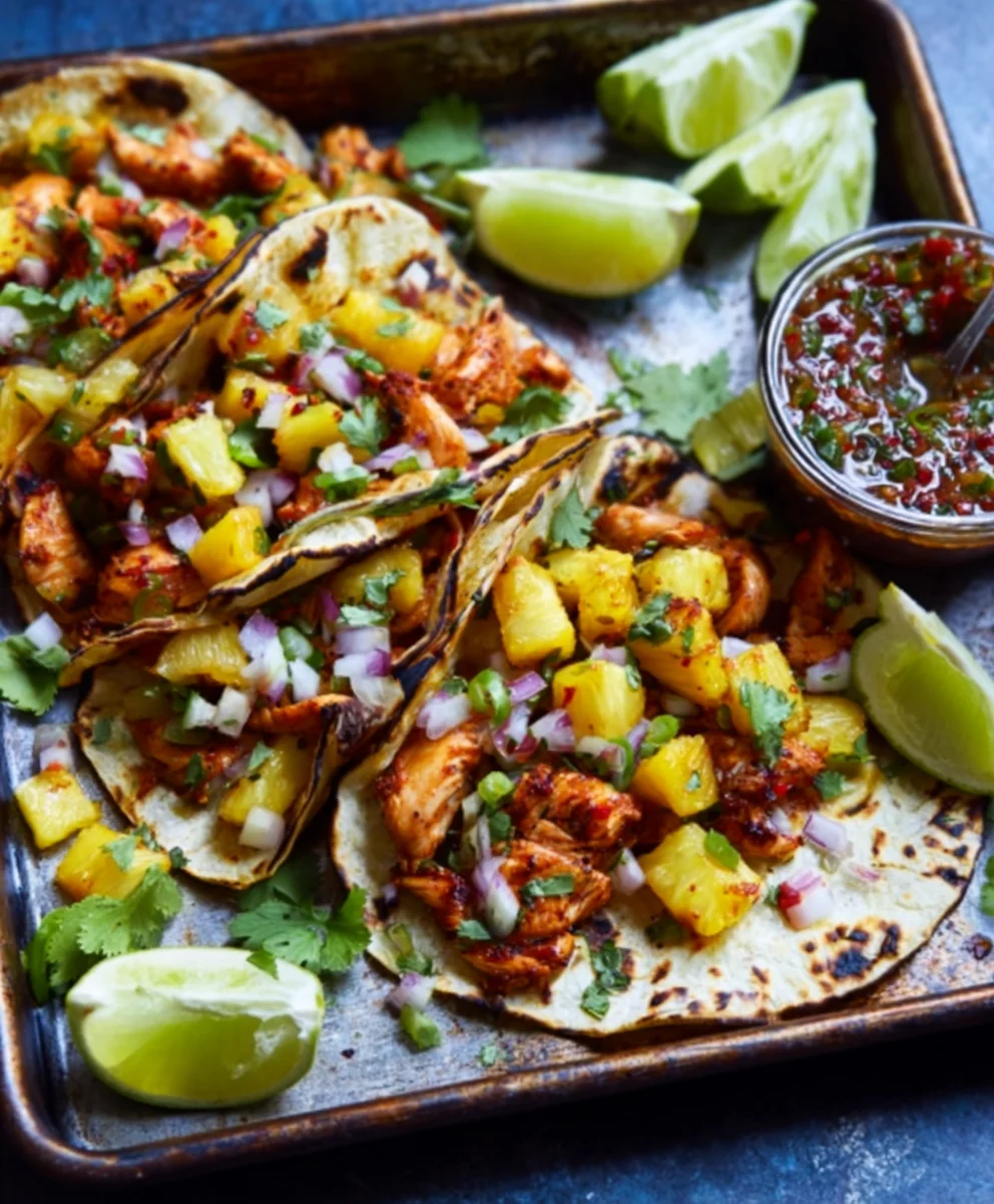 Easy One Pan Chicken Pineapple Tacos Recipe
