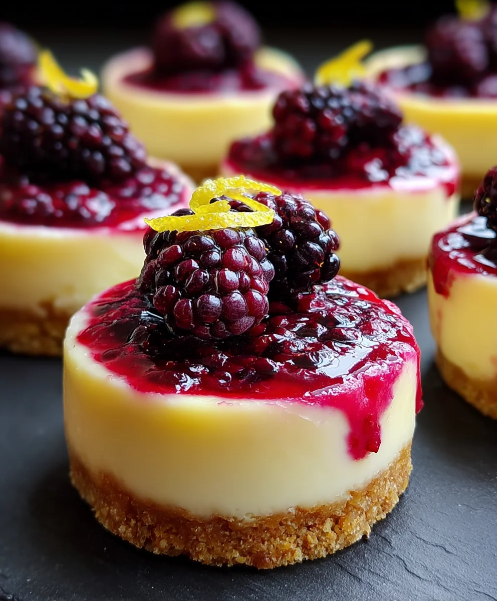 Lemon Raspberry Blackberry Mini Cheesecakes - Easy Dessert