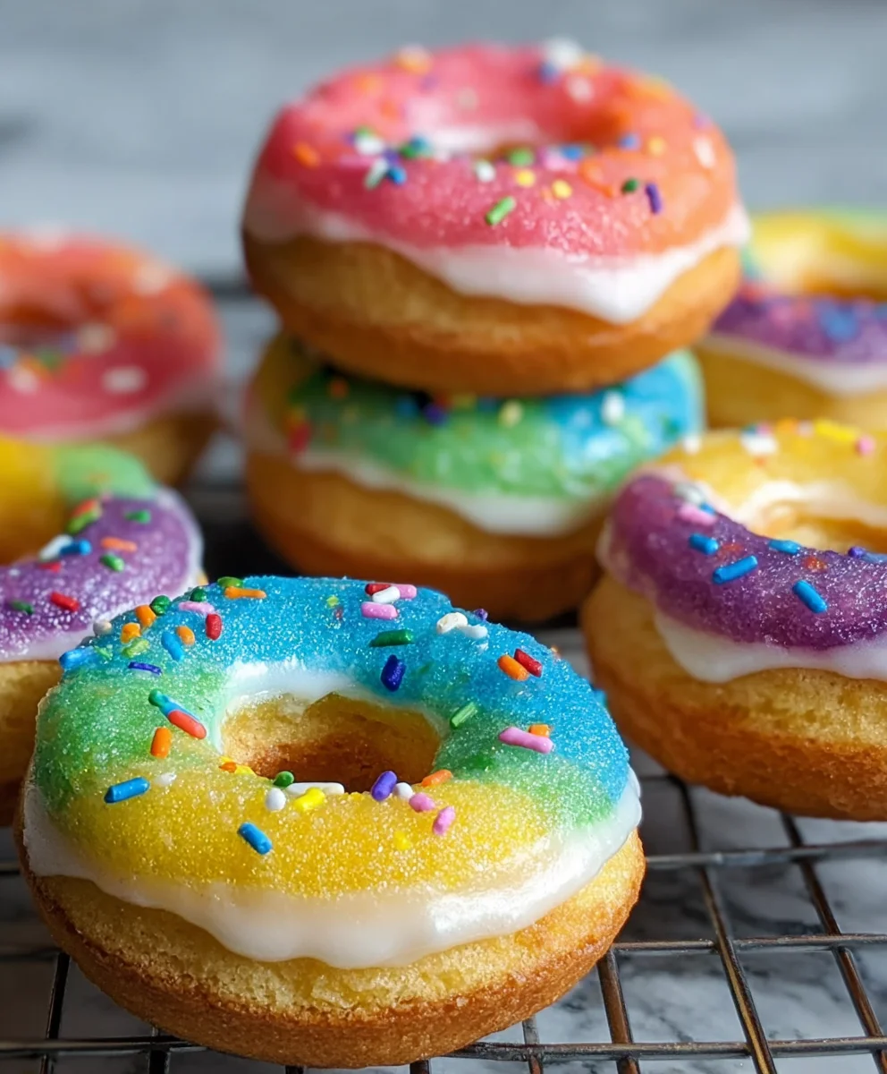Mini Rainbow Vanilla Bean Donuts-Easy Baking Recipe