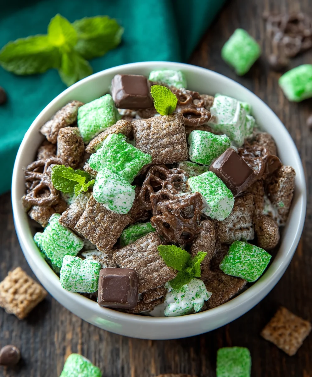 Mint Chocolate Muddy Buddies-Festive Treat
