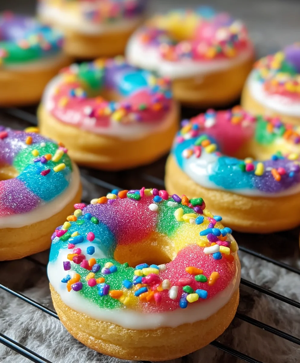 Mini Rainbow Vanilla Bean Donuts-Easy Baking Recipe