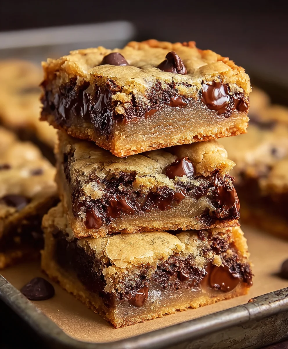 Gooey Chocolate Chip Cookie Bars-Easy Delicious Treat