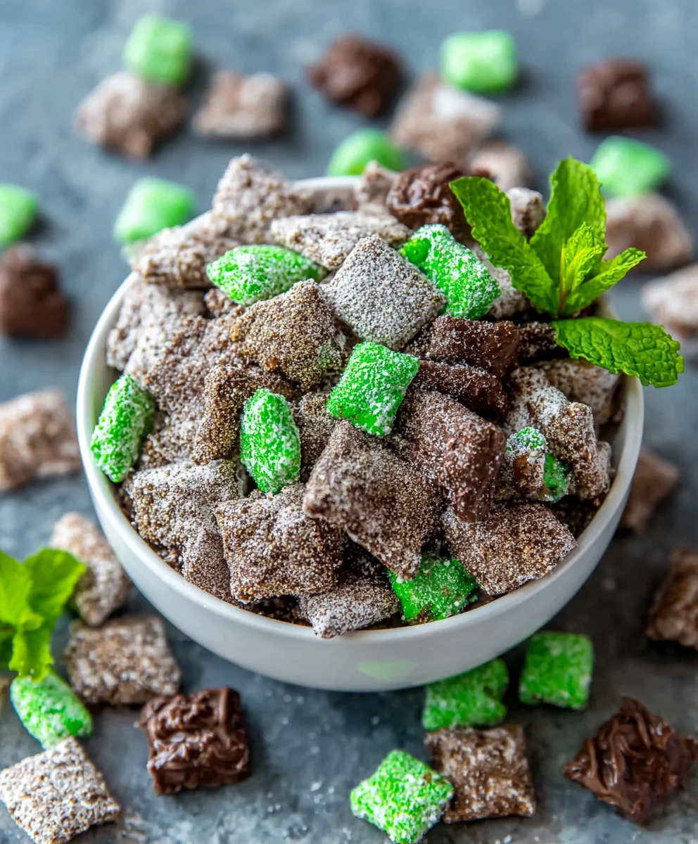 Mint Chocolate Muddy Buddies-Festive Treat