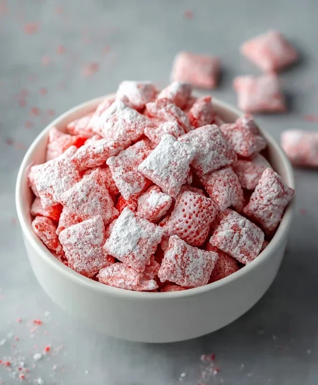 Easy Strawberry Shortcake Puppy Chow