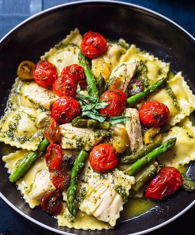 Chicken Ravioli with Pesto and Veggies