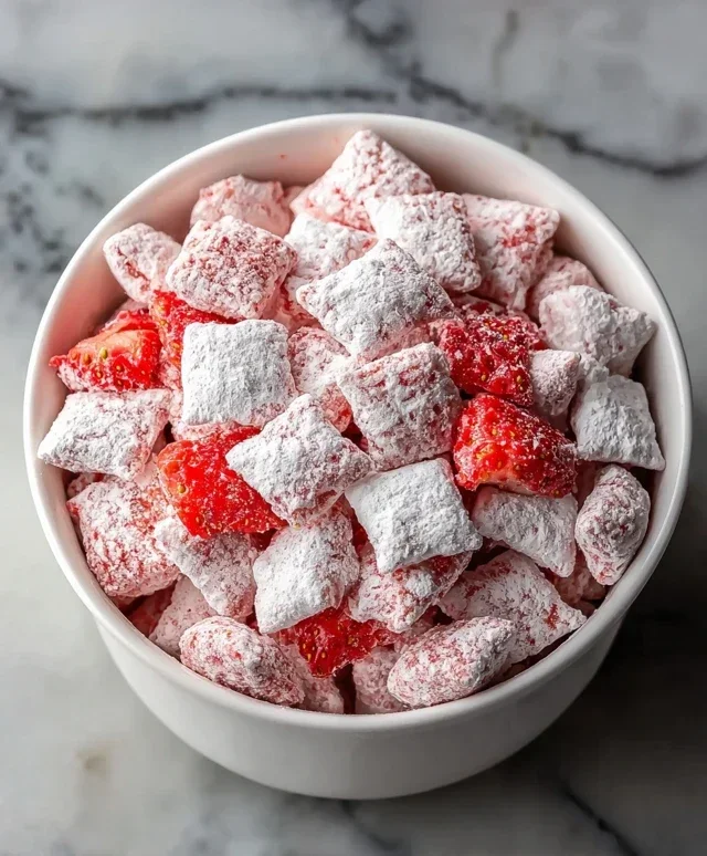 Easy Strawberry Shortcake Puppy Chow