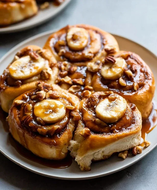 Bananas Foster Cinnamon Rolls