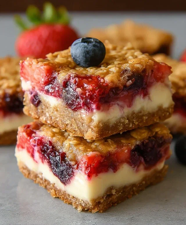 Berry Oatmeal Cheesecake Bars