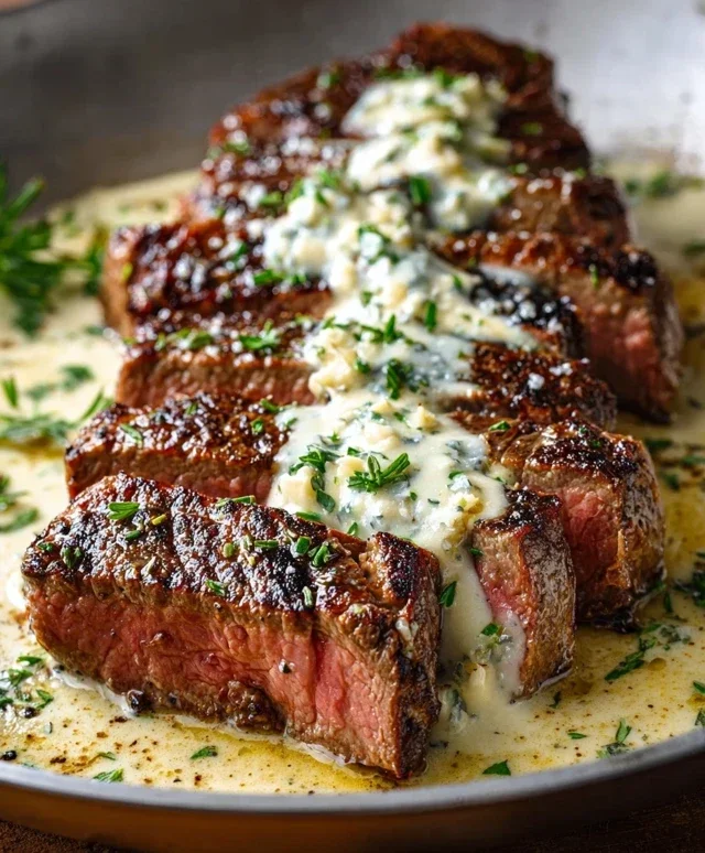 Garlic Butter Steak With Parmesan Cream Sauce