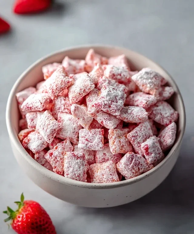 Easy Strawberry Shortcake Puppy Chow